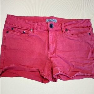 Women's Red Denim Shorts